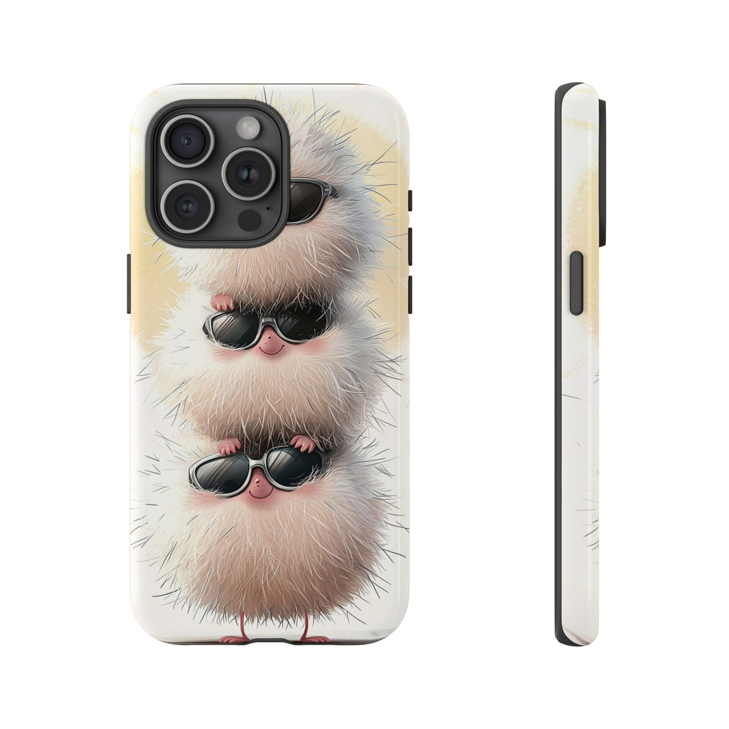 Fluffy Stack Anime Phone Case – Cute Furry Creatures with Sunglasses, Kawaii Aesthetic Design for iPhone, Samsung & Google Pixel