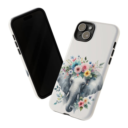 Floral Crown Elephant Mobile Cover – Elegant Watercolor Art