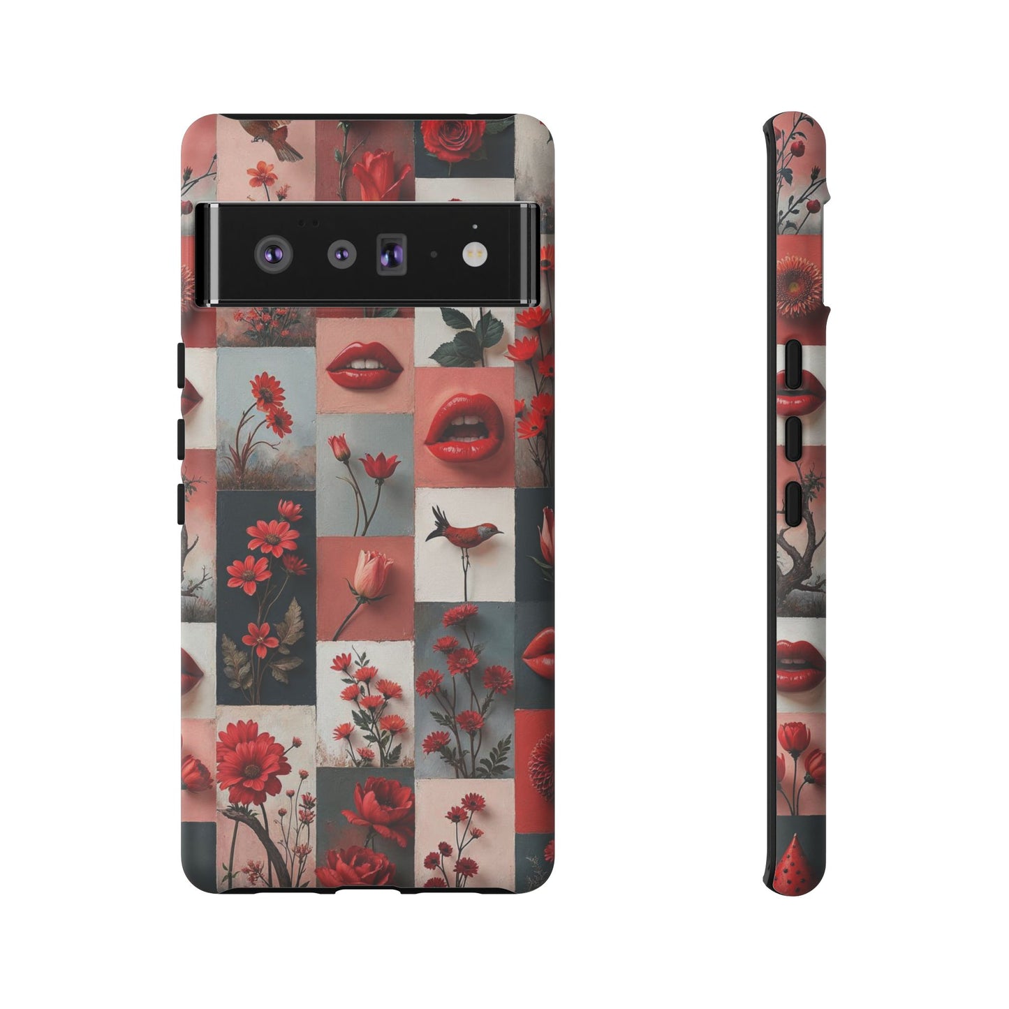 Red Flowers & Lips Collage Phone Case