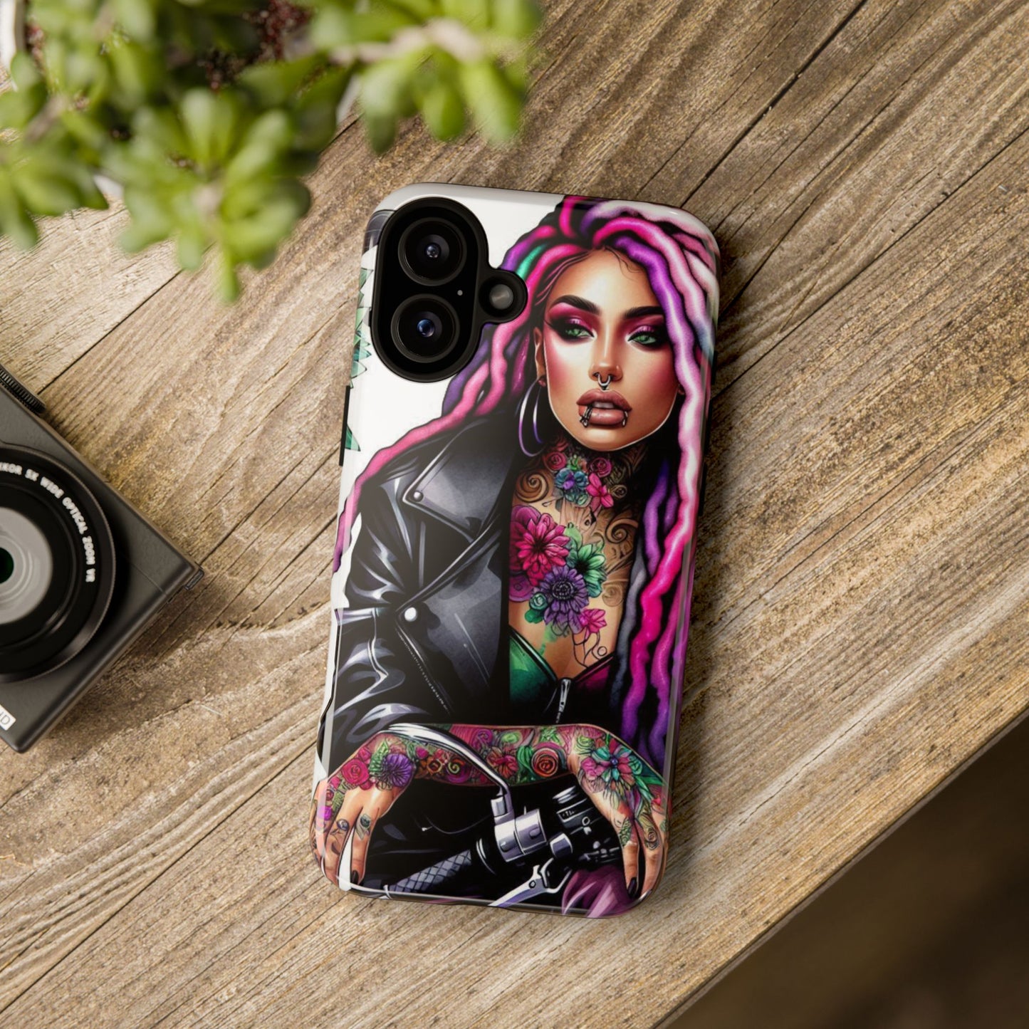 Neon Rebel – Vibrant Biker Queen Mobile Cover