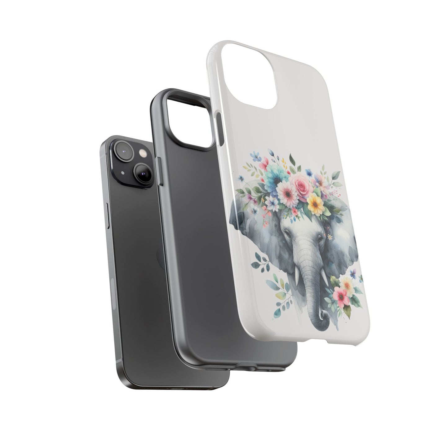 Floral Crown Elephant Mobile Cover – Elegant Watercolor Art