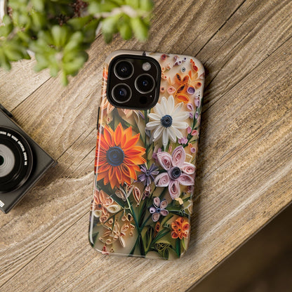 Intricate Quilled Floral Artwork In Vibrant Colors phone case design.