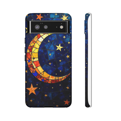 Celestial Crescent: Vibrant Moon and Stars Phone Case