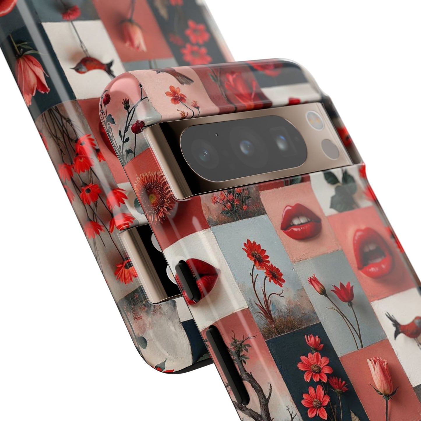 Red Flowers & Lips Collage Phone Case