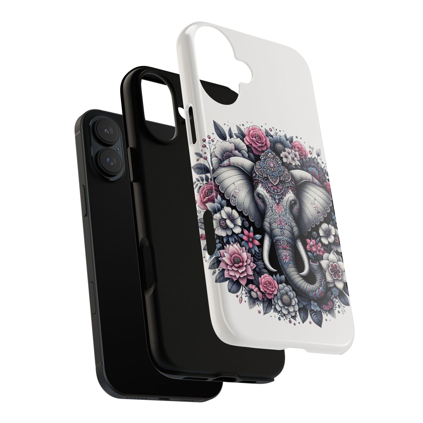 Ornate Floral Elephant Mobile Cover – Elegant Bohemian Art
