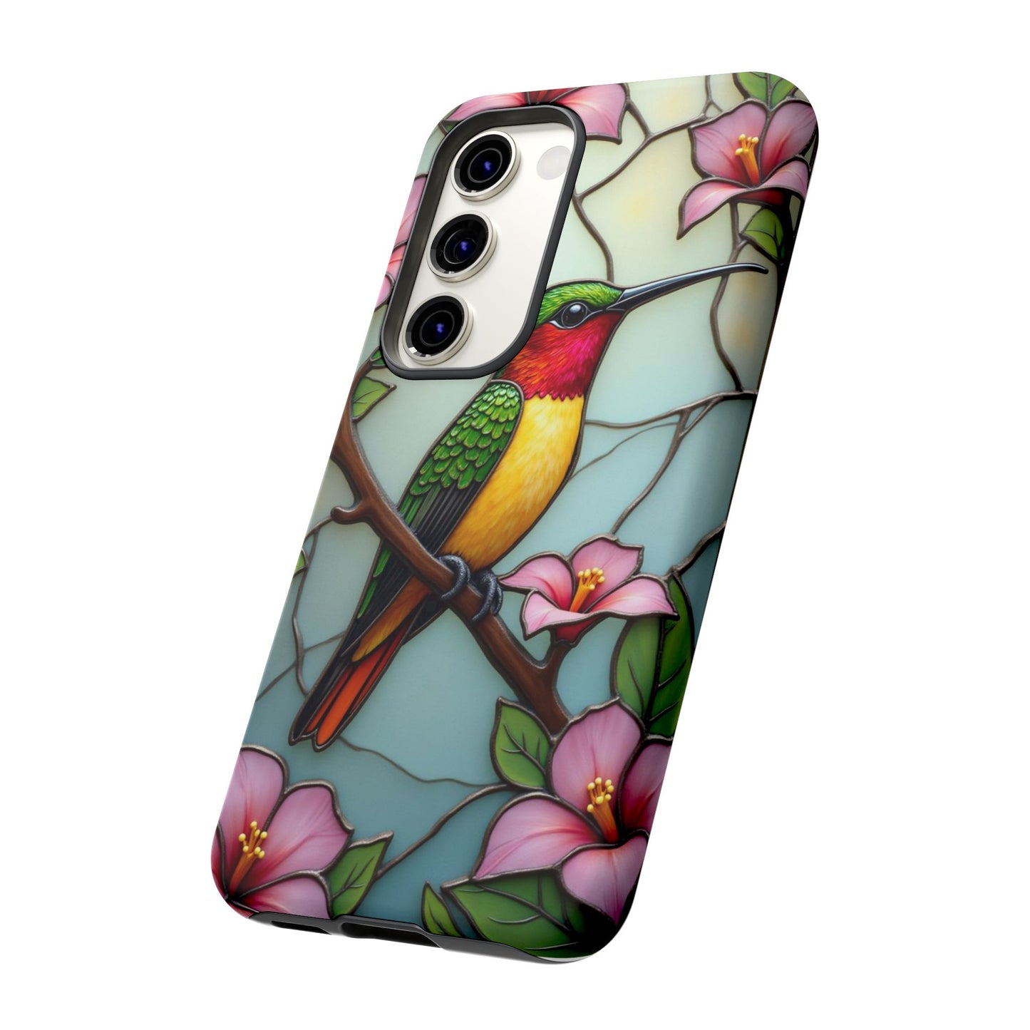 Elegant Hummingbird with Floral Mosaic | Artistic Nature Design