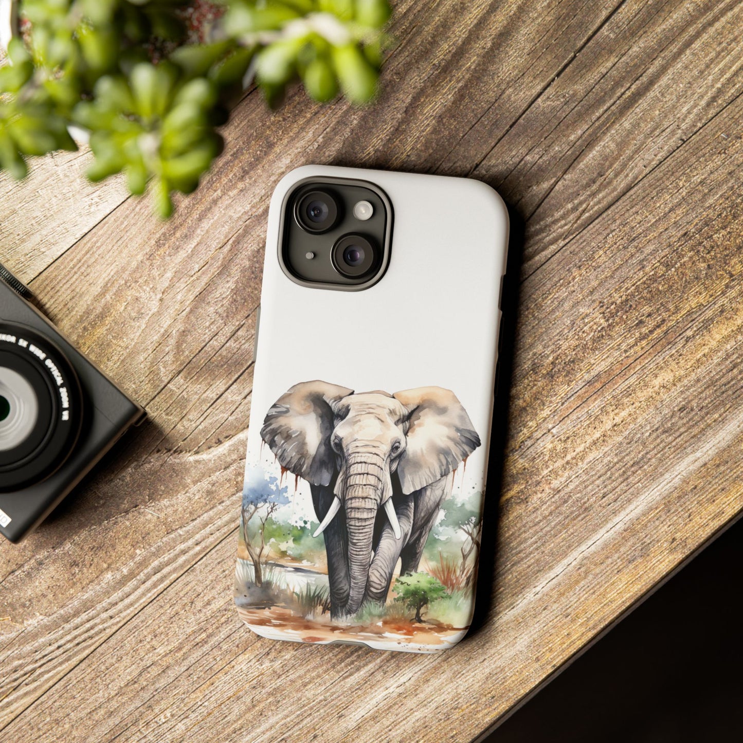 Safari Watercolor Elephant Mobile Cover – Artistic Wildlife Design