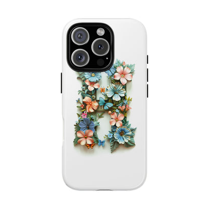 Floral Letter H Phone Case – Personalized Aesthetic Cover for iPhone, Samsung & Google Pixel