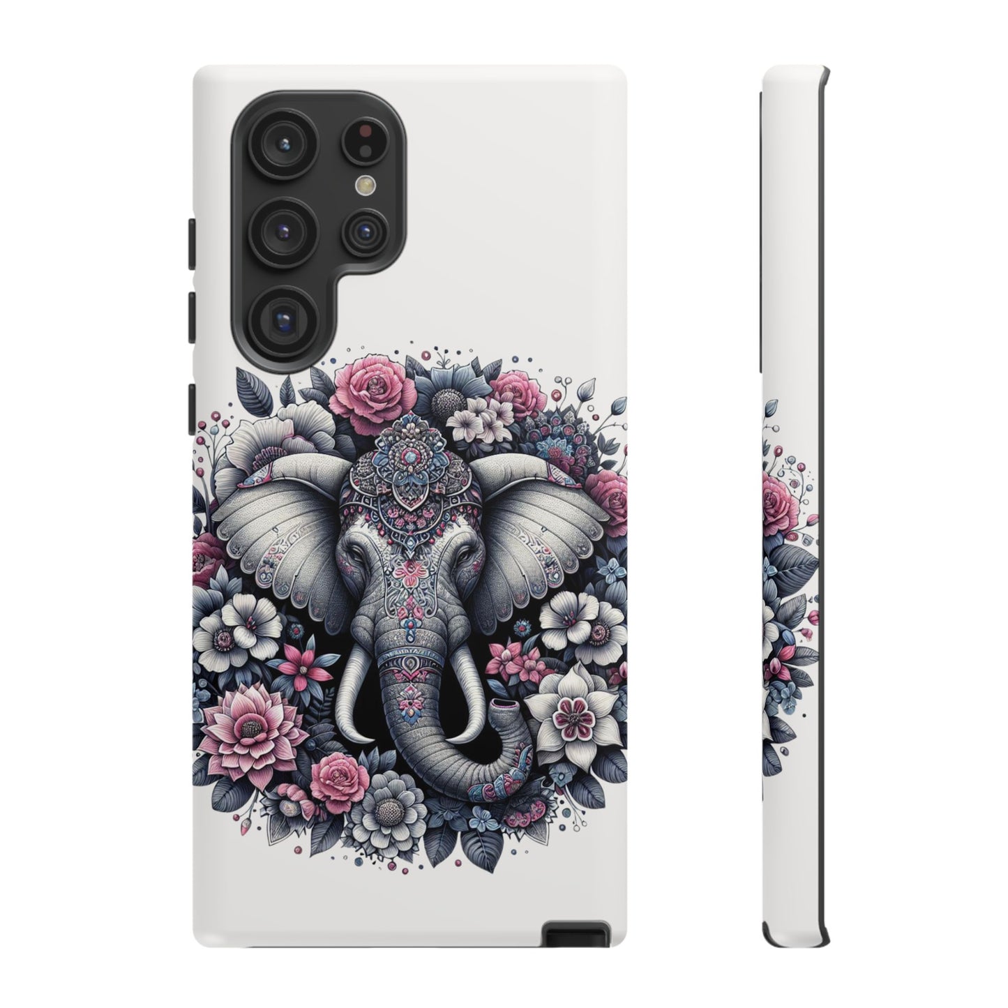 Ornate Floral Elephant Mobile Cover – Elegant Bohemian Art