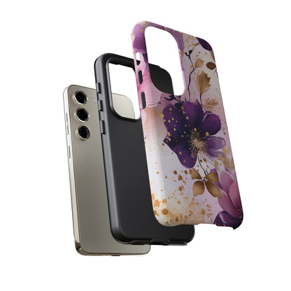 Luxury Purple & Gold Floral Aesthetic Mobile Case