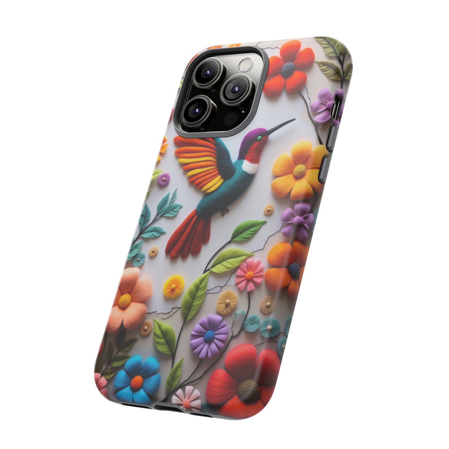 Embroidered Hummingbird with Floral Design | Nature's Elegant Stitch