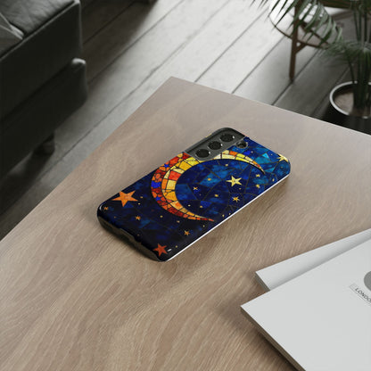 Celestial Crescent: Vibrant Moon and Stars Phone Case