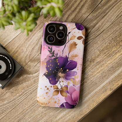 Luxury Purple & Gold Floral Aesthetic Mobile Case