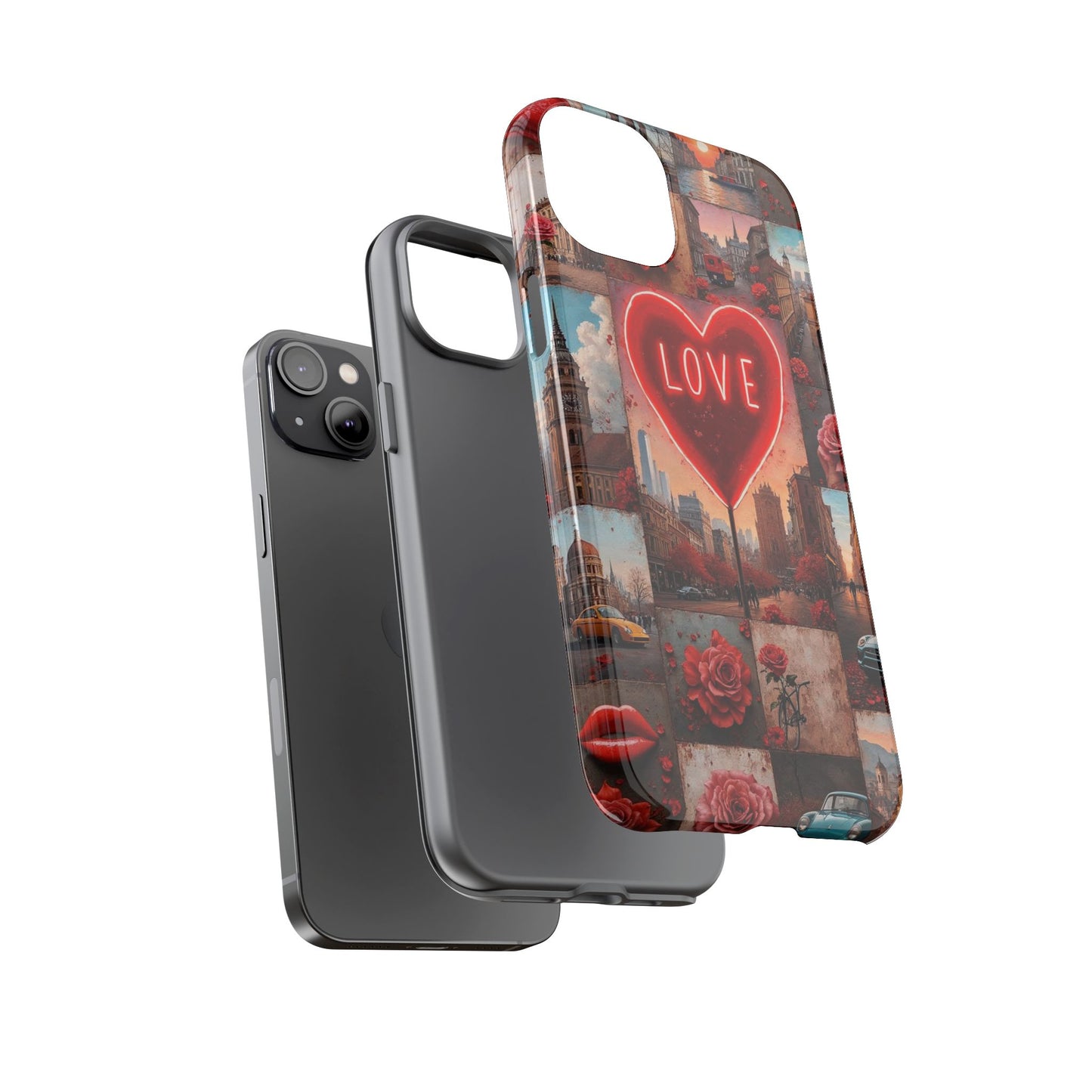 Neon Love Heart & Rose Phone Case