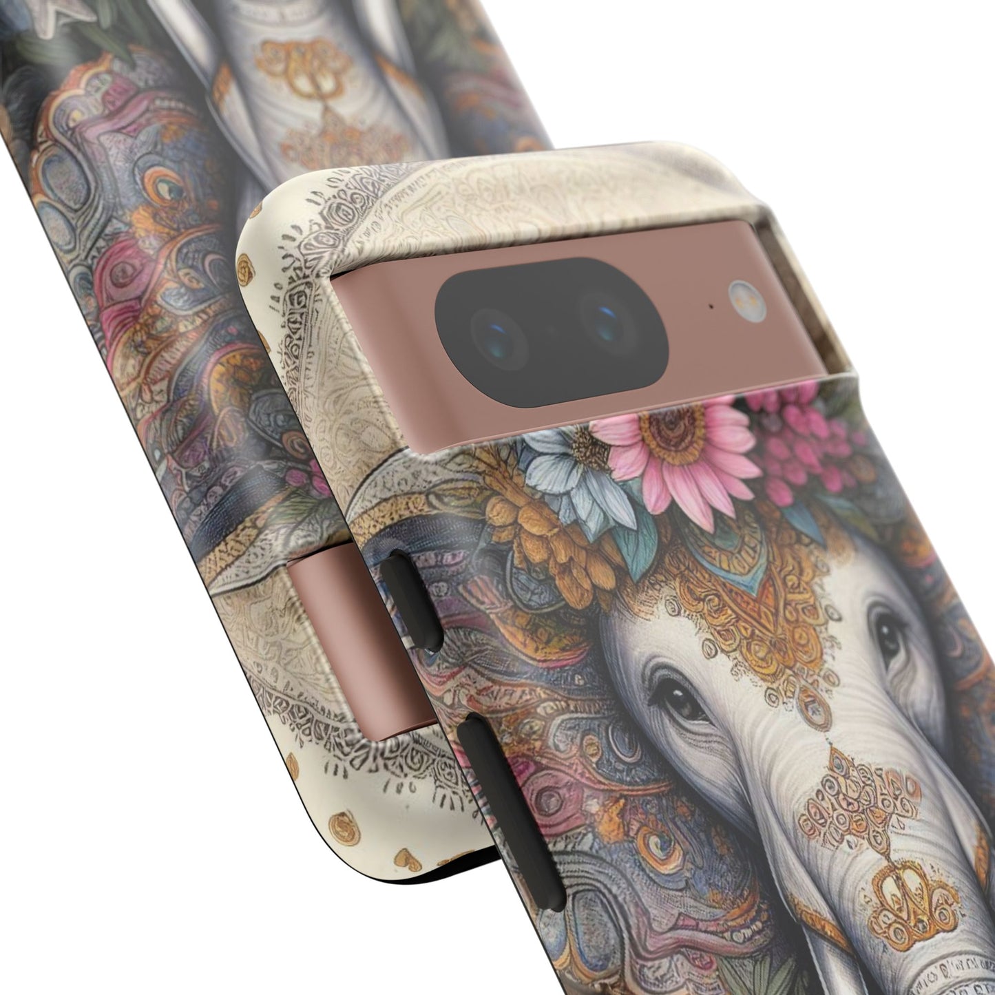 Elegant Floral Elephant Mobile Cover – Royal Mandala Art