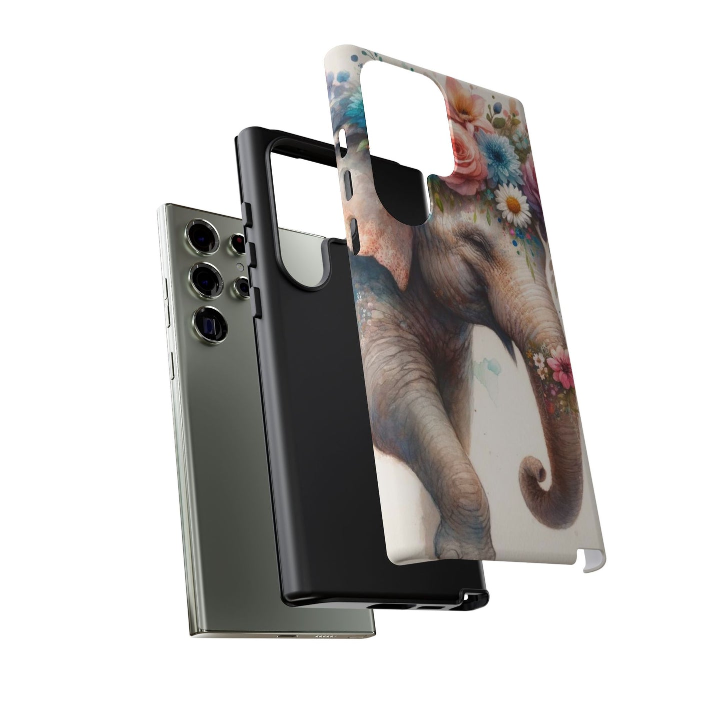 Joyful Floral Elephant Mobile Cover – Whimsical Watercolor Art