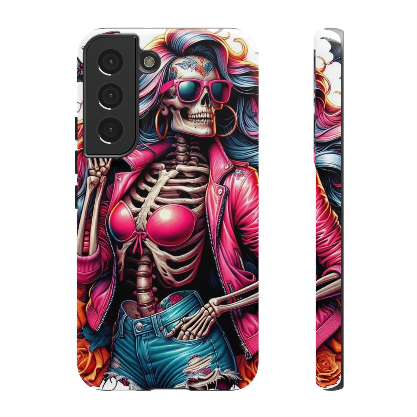 Neon Bones – Retro Skeleton & Vibrant Punk Aesthetic Mobile Cover