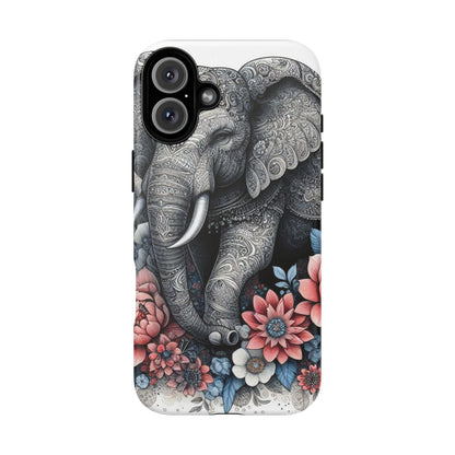 Mandala Elephant Mobile Cover – Elegant Black & White Floral Art