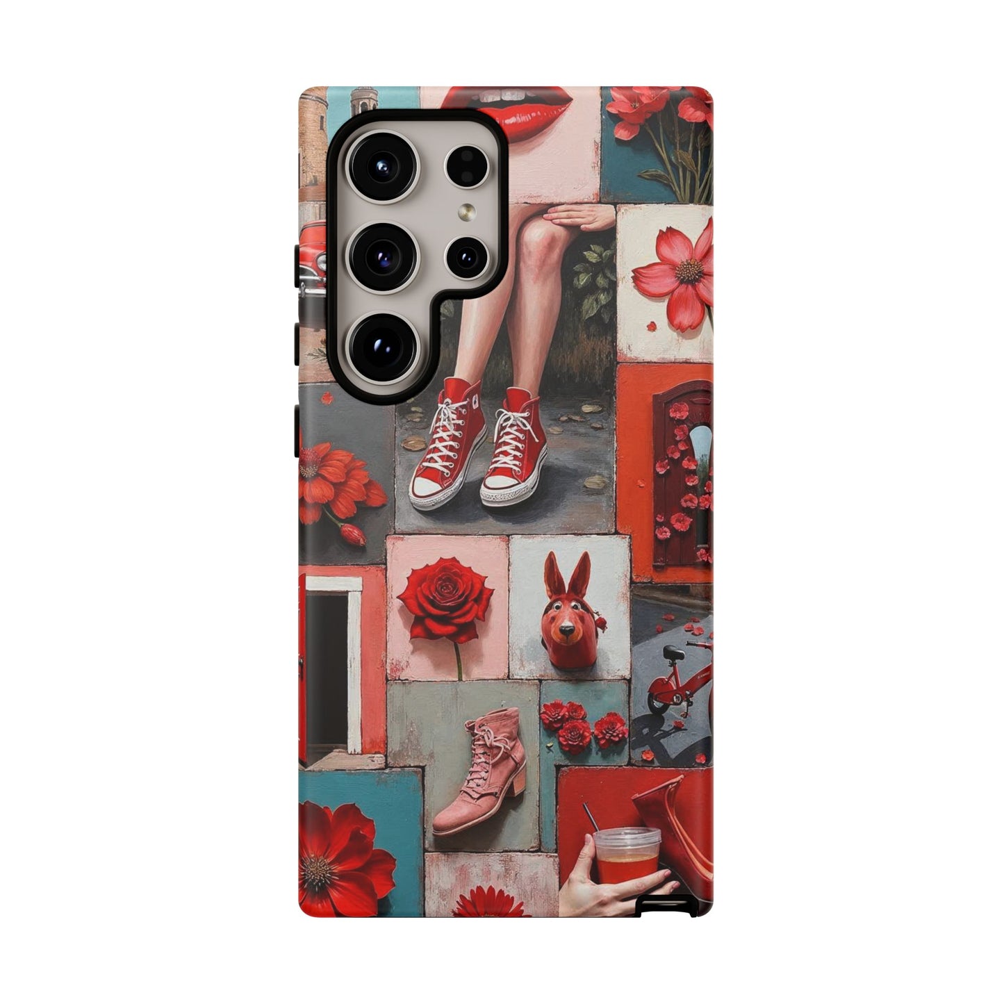 Red Sneakers & Roses Collage Phone Case