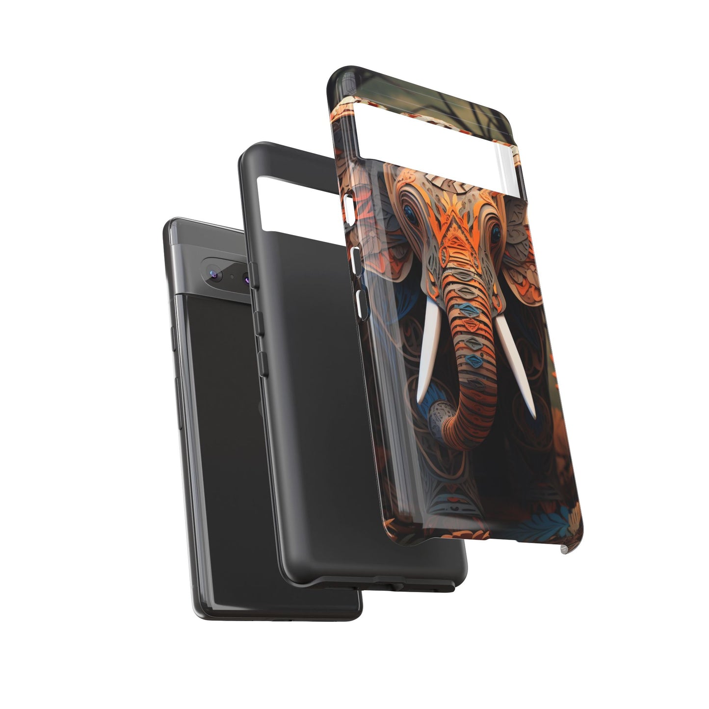 Elegant Artistic Elephant Mobile Cover – Intricate Paper-Cut Design