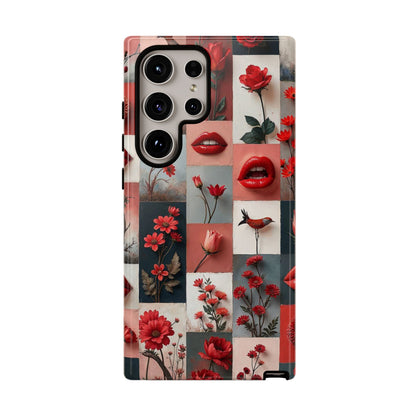 Red Flowers & Lips Collage Phone Case