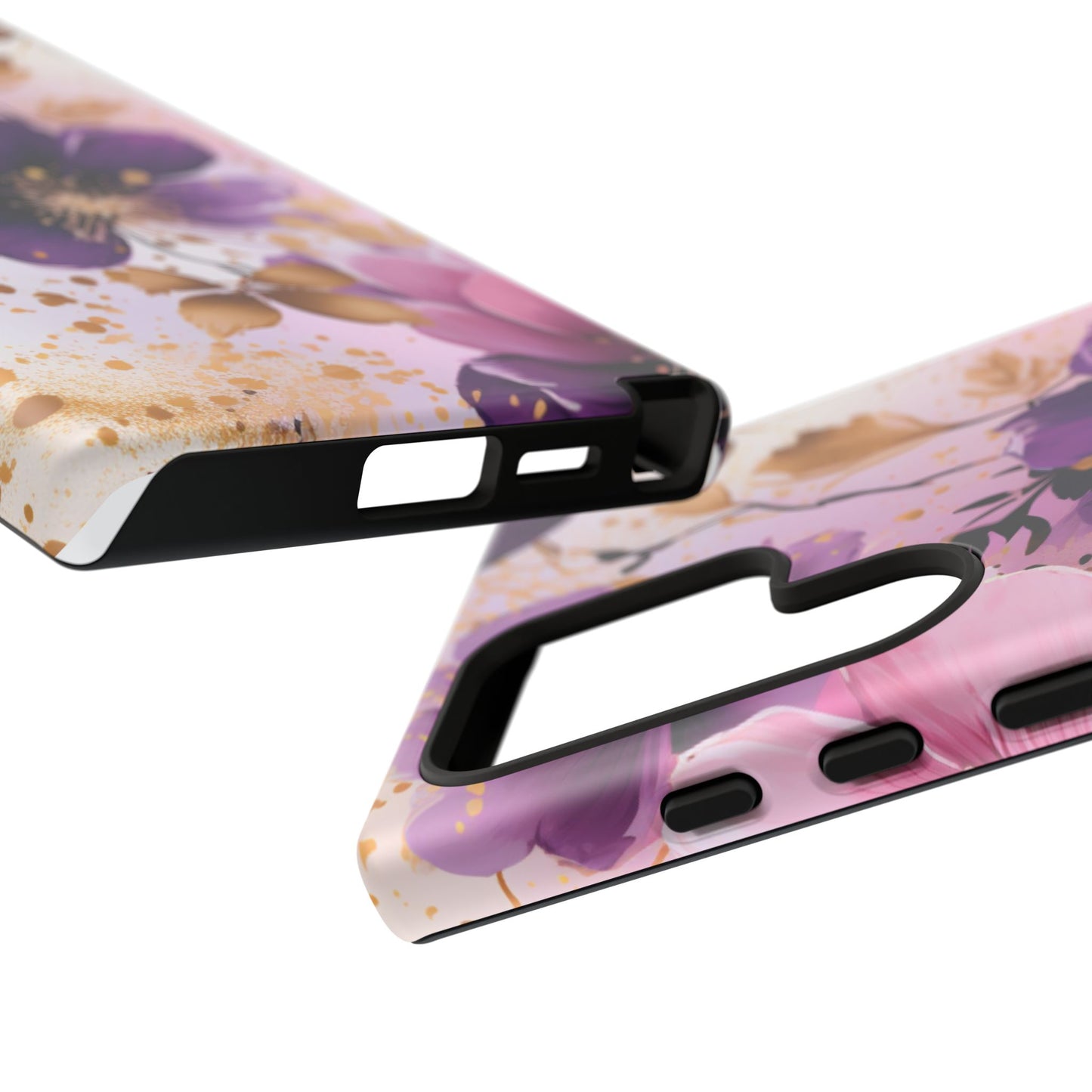 Luxury Purple & Gold Floral Aesthetic Mobile Case