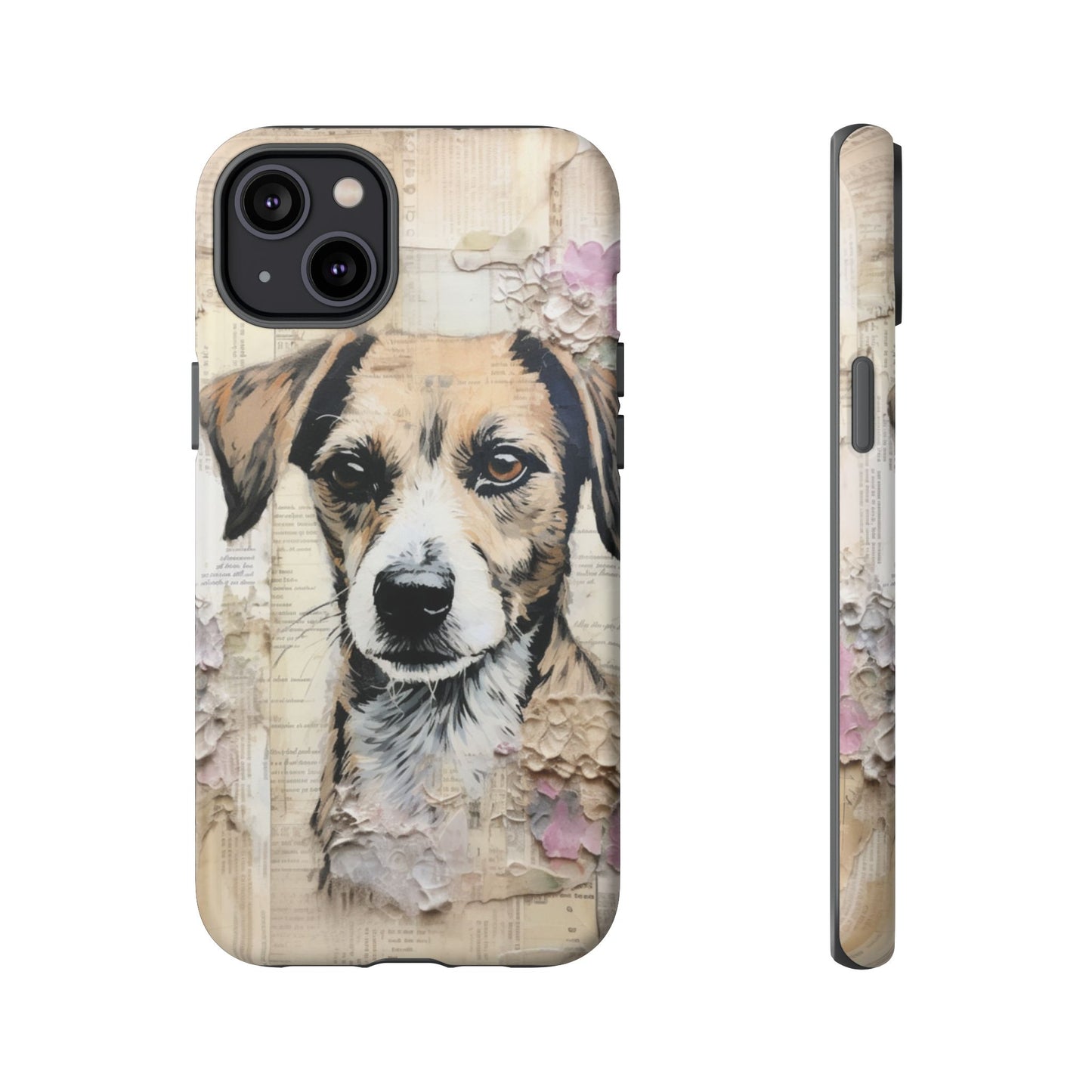 Vintage Collage Dog Portrait Mobile Cover – Artistic Mixed Media Design