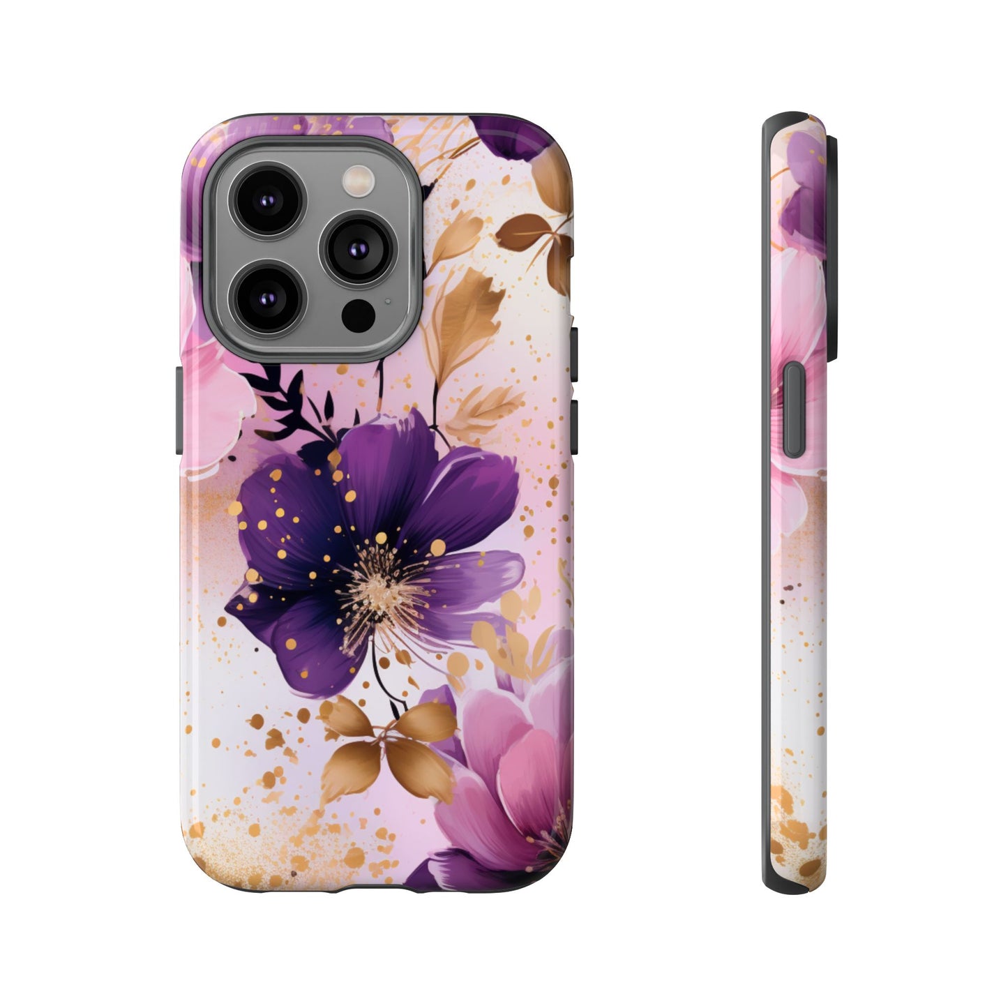 Luxury Purple & Gold Floral Aesthetic Mobile Case