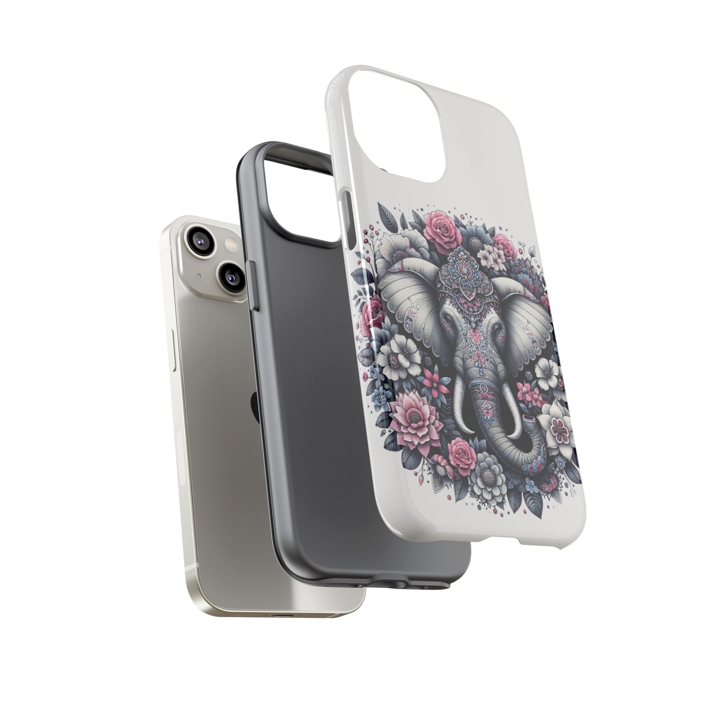 Ornate Floral Elephant Mobile Cover – Elegant Bohemian Art