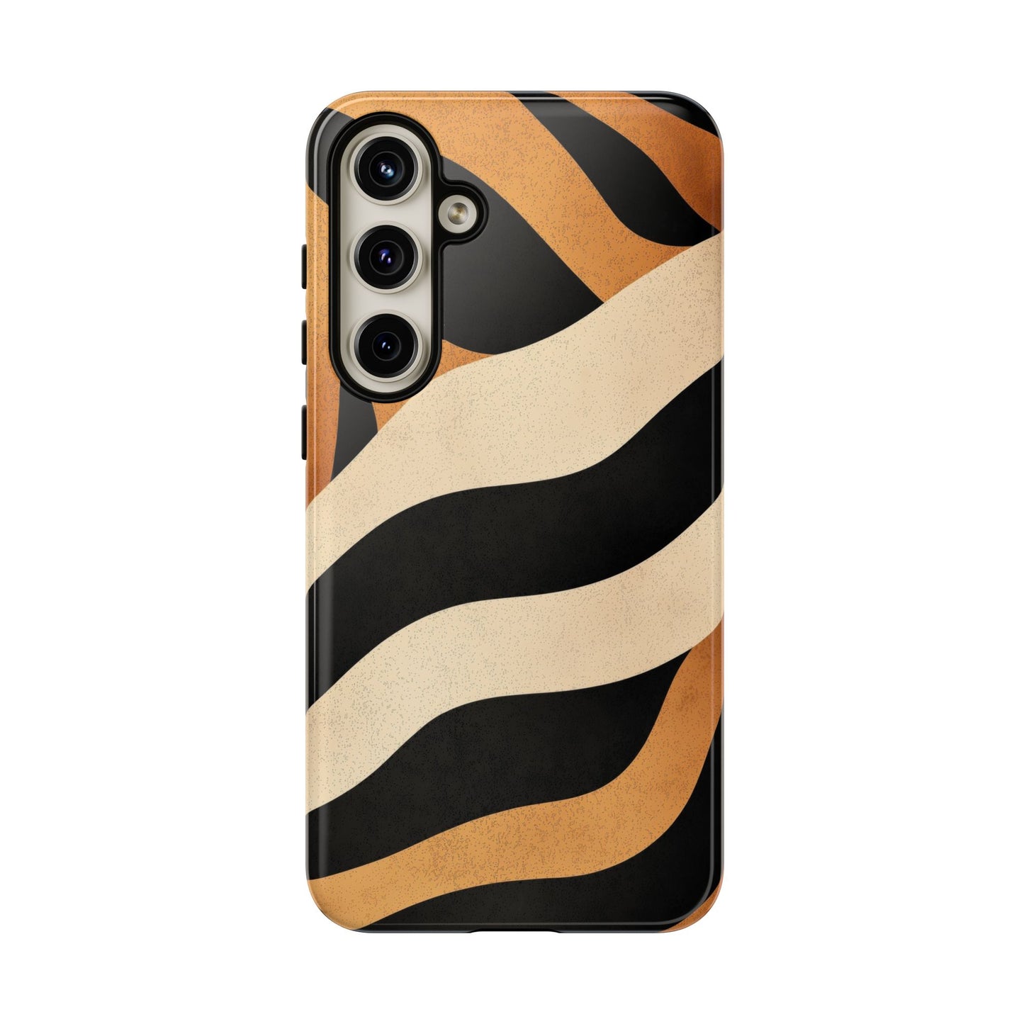 Bold Tiger Stripes Phone Case – Black, Orange & Cream Perfect for iPhone, Samsung & Google Pixel