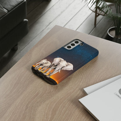 Starry Safari Elephant Family Mobile Cover – Cosmic Wildlife Aesthetic