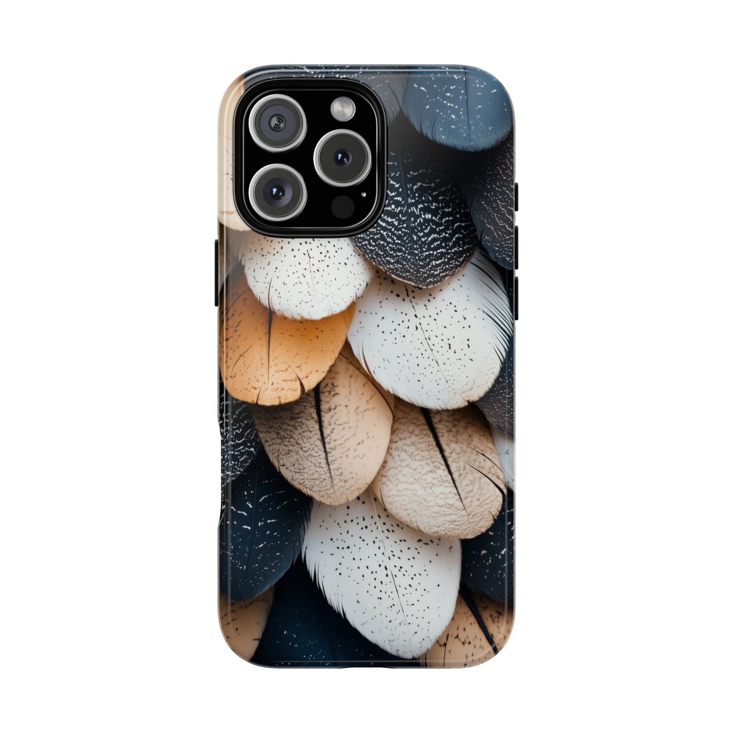 Layered Feather Elegance Phone Case – Black, White & Beige for iPhone, Samsung & Google Pixel