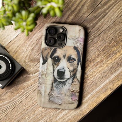 Vintage Collage Dog Portrait Mobile Cover – Artistic Mixed Media Design
