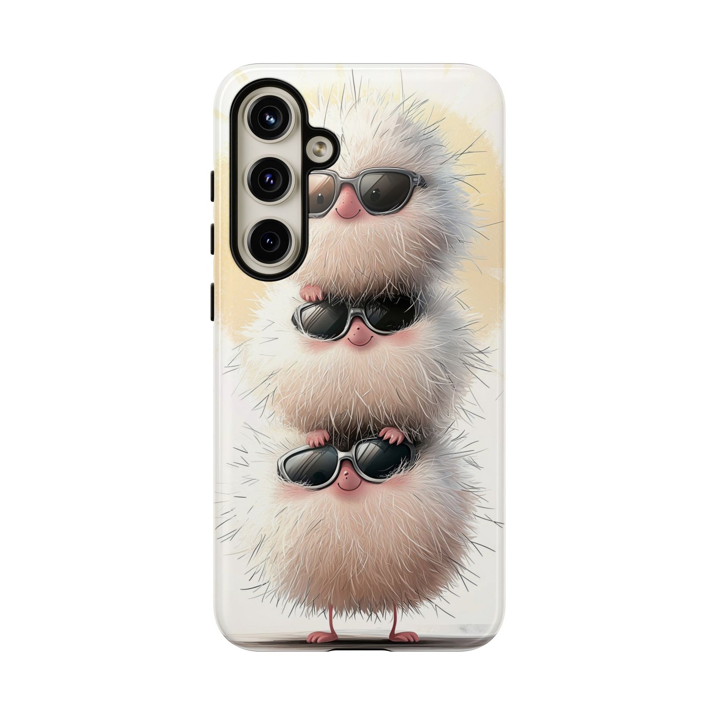 Fluffy Stack Anime Phone Case – Cute Furry Creatures with Sunglasses, Kawaii Aesthetic Design for iPhone, Samsung & Google Pixel