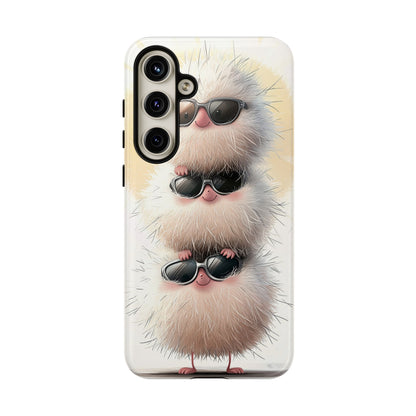Fluffy Stack Anime Phone Case – Cute Furry Creatures with Sunglasses, Kawaii Aesthetic Design for iPhone, Samsung & Google Pixel