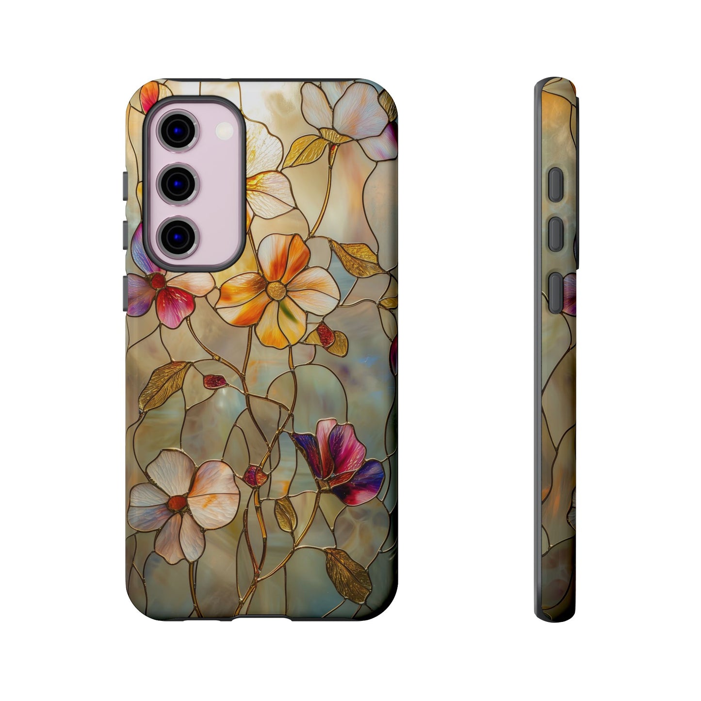 Golden Bloom – Luxe Stained Glass Floral Phone Case for iPhone, Samsung & Pixel
