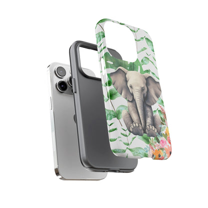 Cute Baby Elephant Mobile Cover – Floral & Tropical Aesthetic