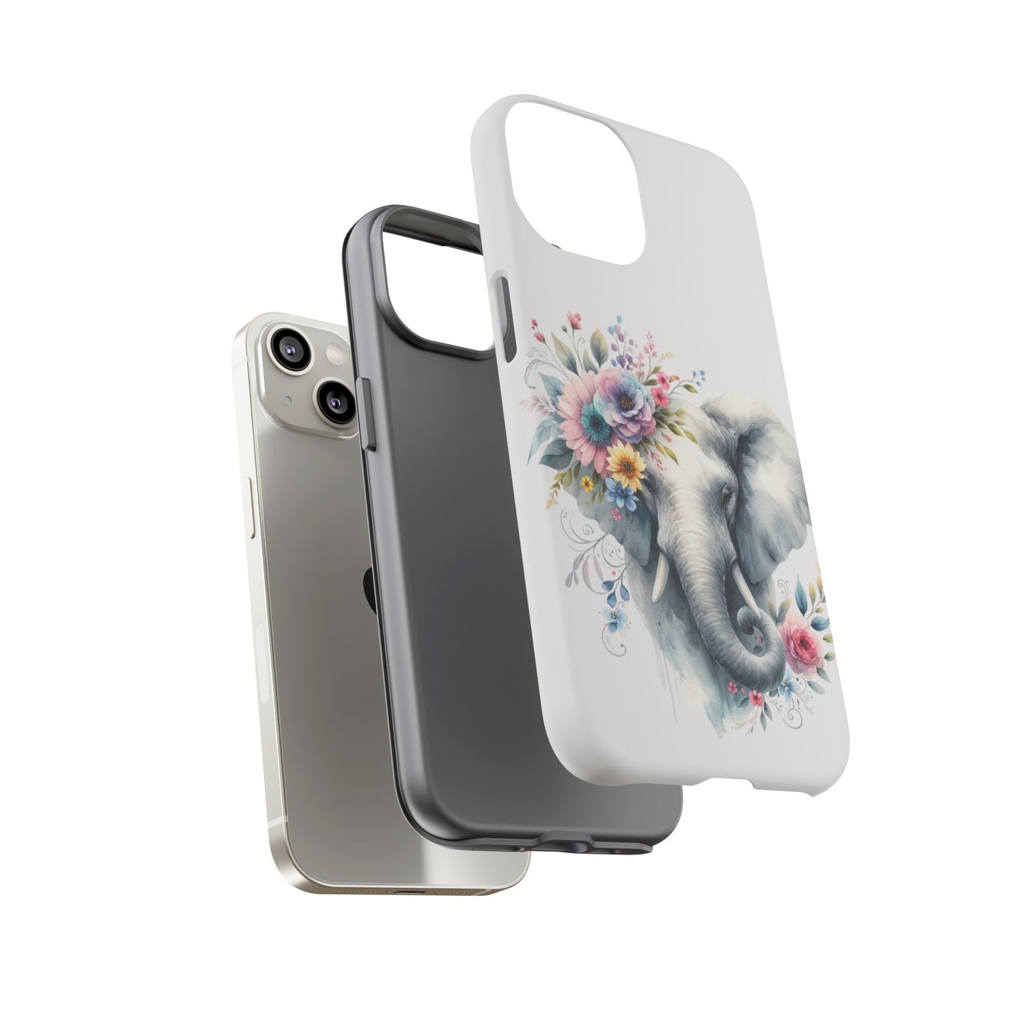 Floral Elephant Mobile Cover – Elegant Watercolor Art