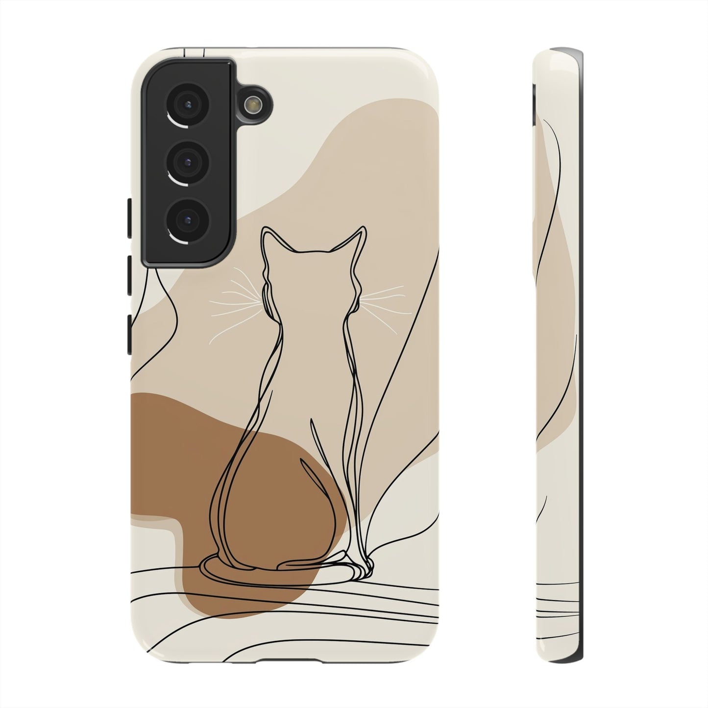 Minimalist Cat Silhouette: Elegant Line Art Phone Case for iPhone, Samsung & Pixel