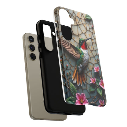 Vivid Hummingbird with Blossoming Branches | Artistic Mosaic Style