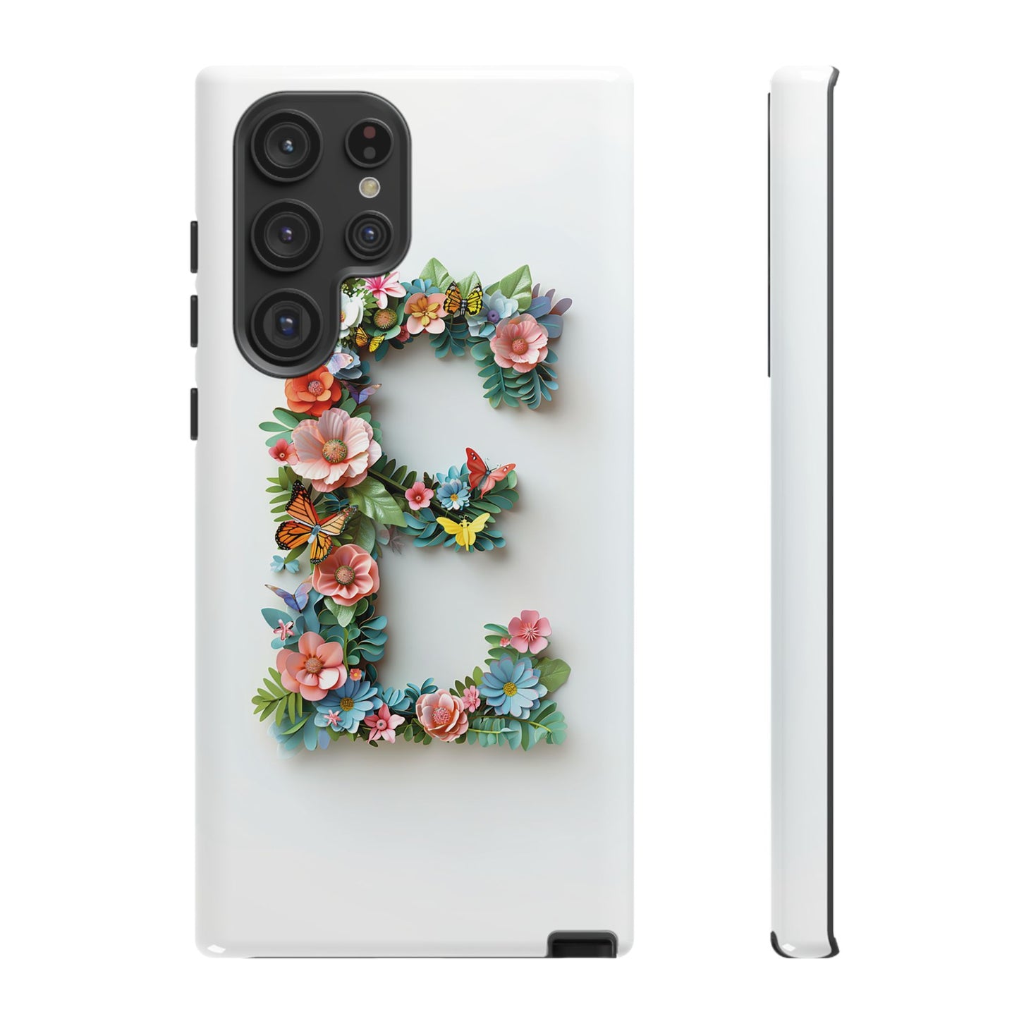 Floral Letter E Phone Case – Personalized Aesthetic Cover for iPhone, Samsung & Google Pixel