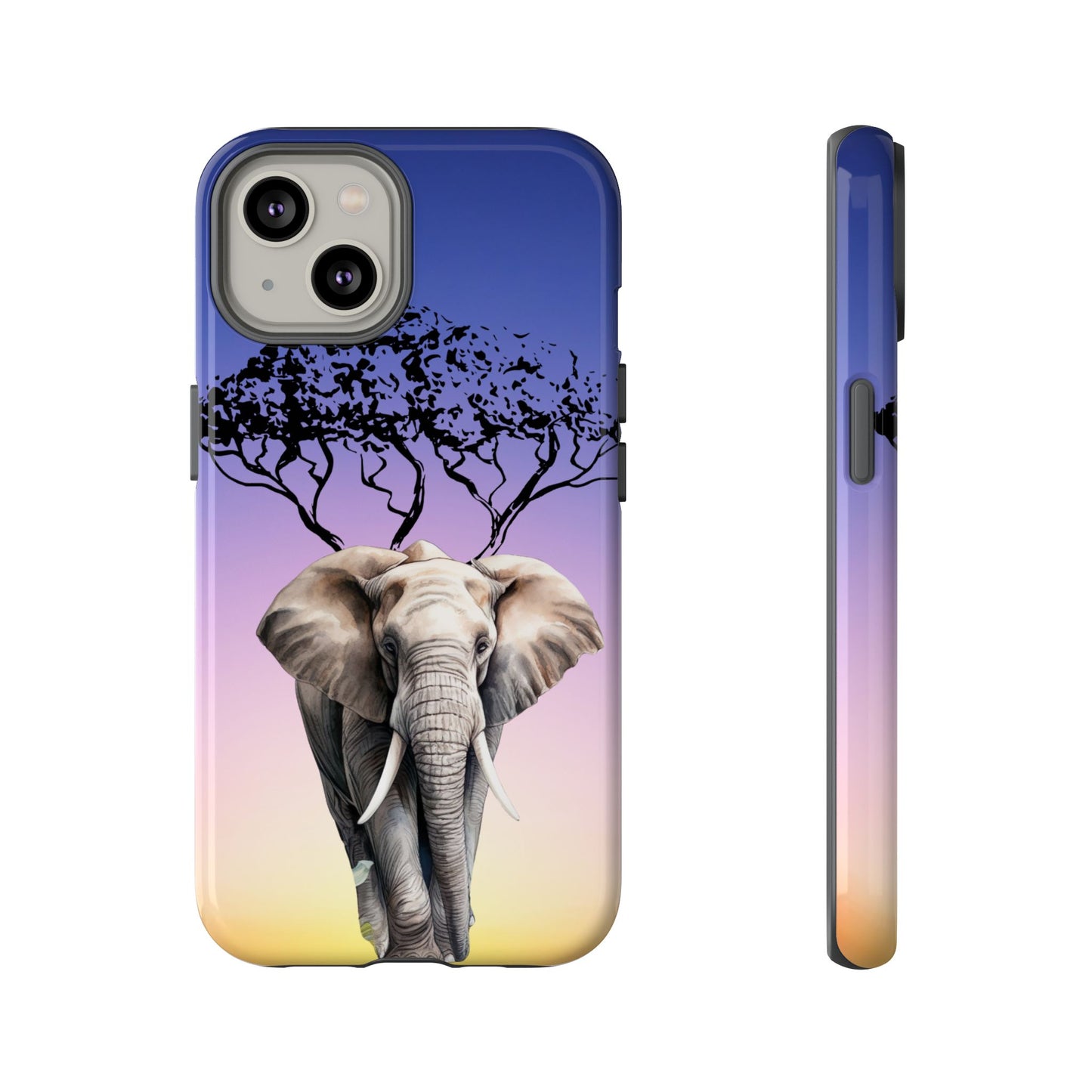Surreal Elephant Tree Mobile Cover – Dreamy Sunset Fantasy