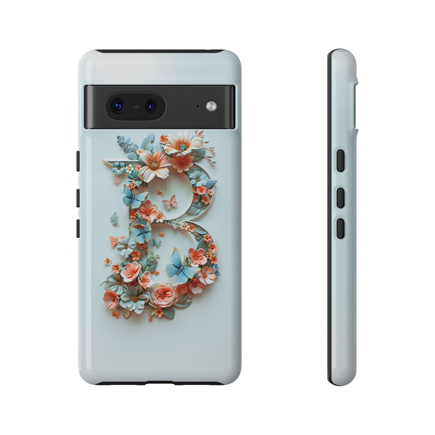 Floral Letter B Phone Case – Personalized Aesthetic Cover for iPhone, Samsung & Google Pixel