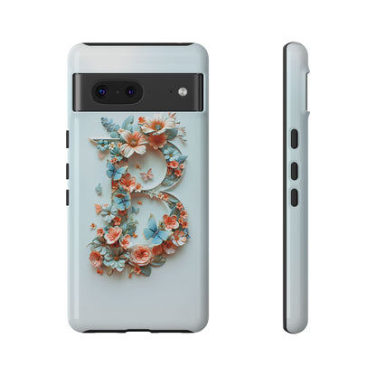 Floral Letter B Phone Case – Personalized Aesthetic Cover for iPhone, Samsung & Google Pixel