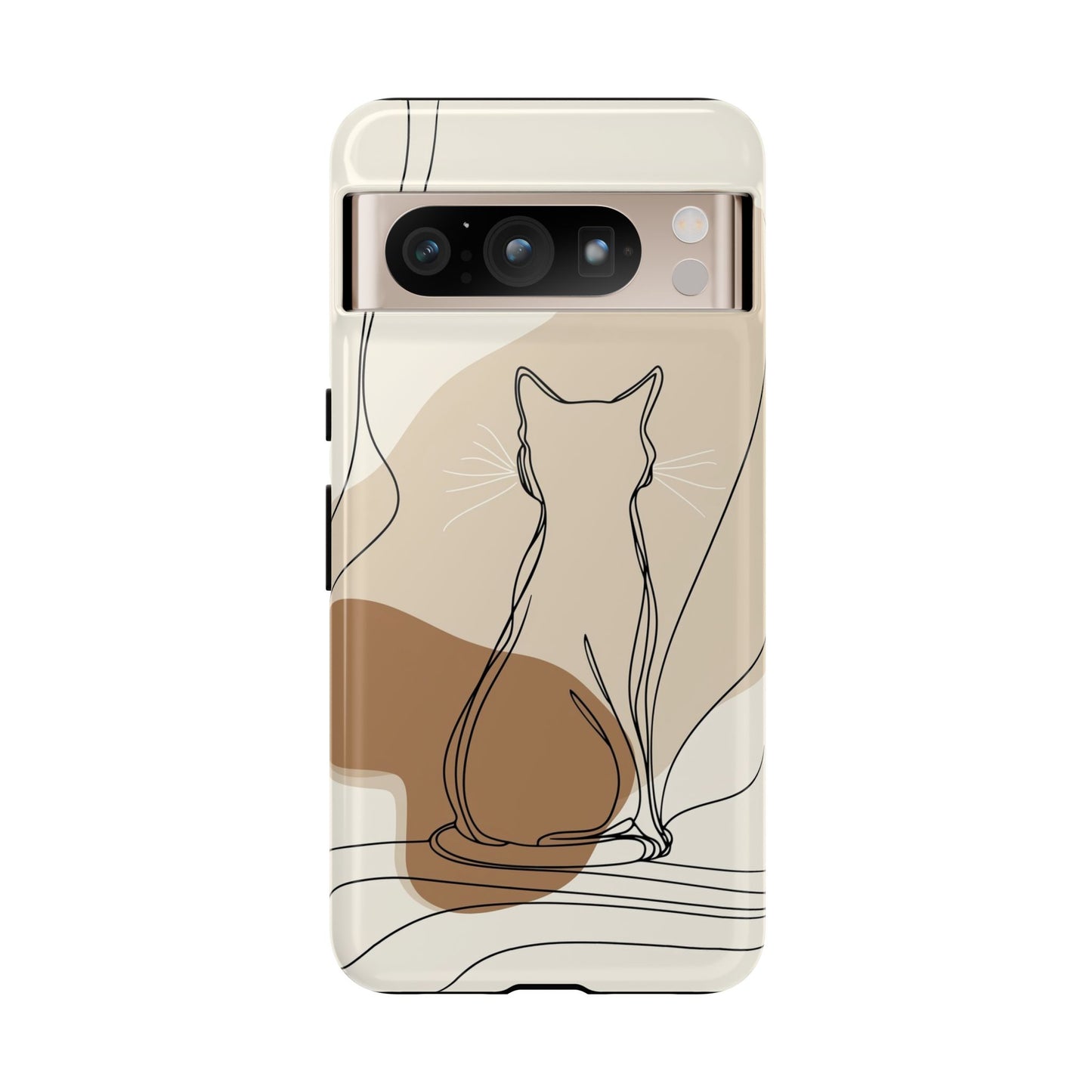 Minimalist Cat Silhouette: Elegant Line Art Phone Case for iPhone, Samsung & Pixel