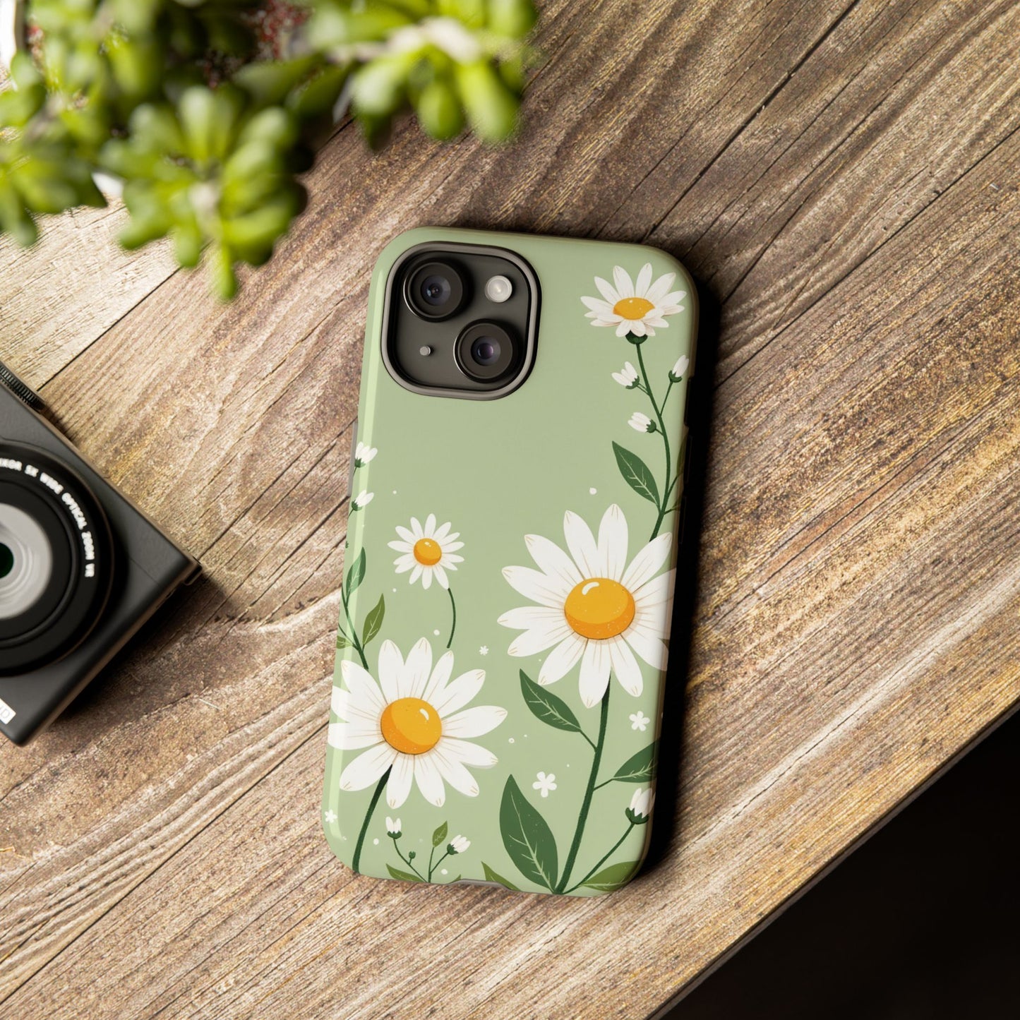 Green Floral Case, Daisy Pattern Design, Iphone Case Design, Perfect Gift For Her