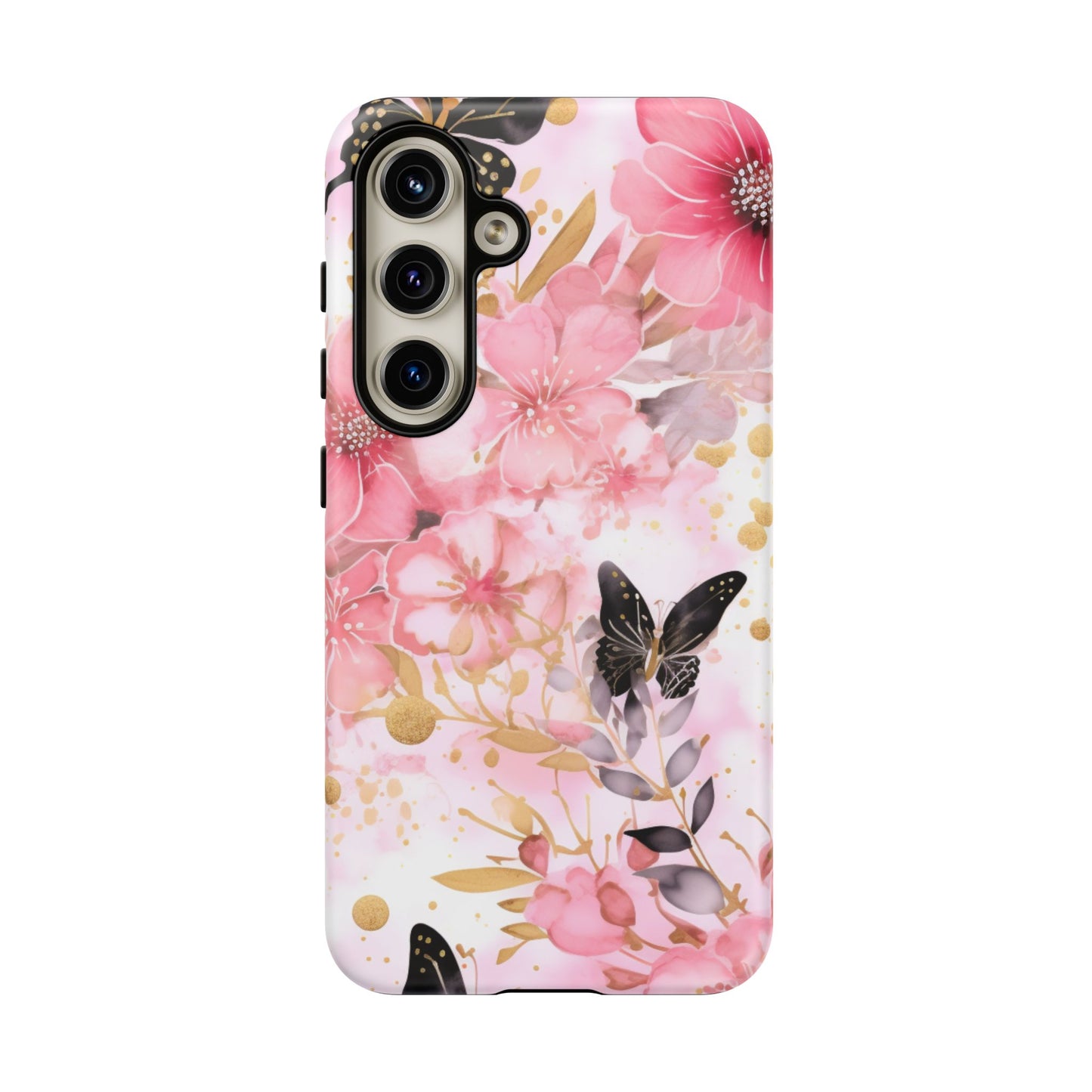 Pink Blossom & Gold Butterfly Mobile Case