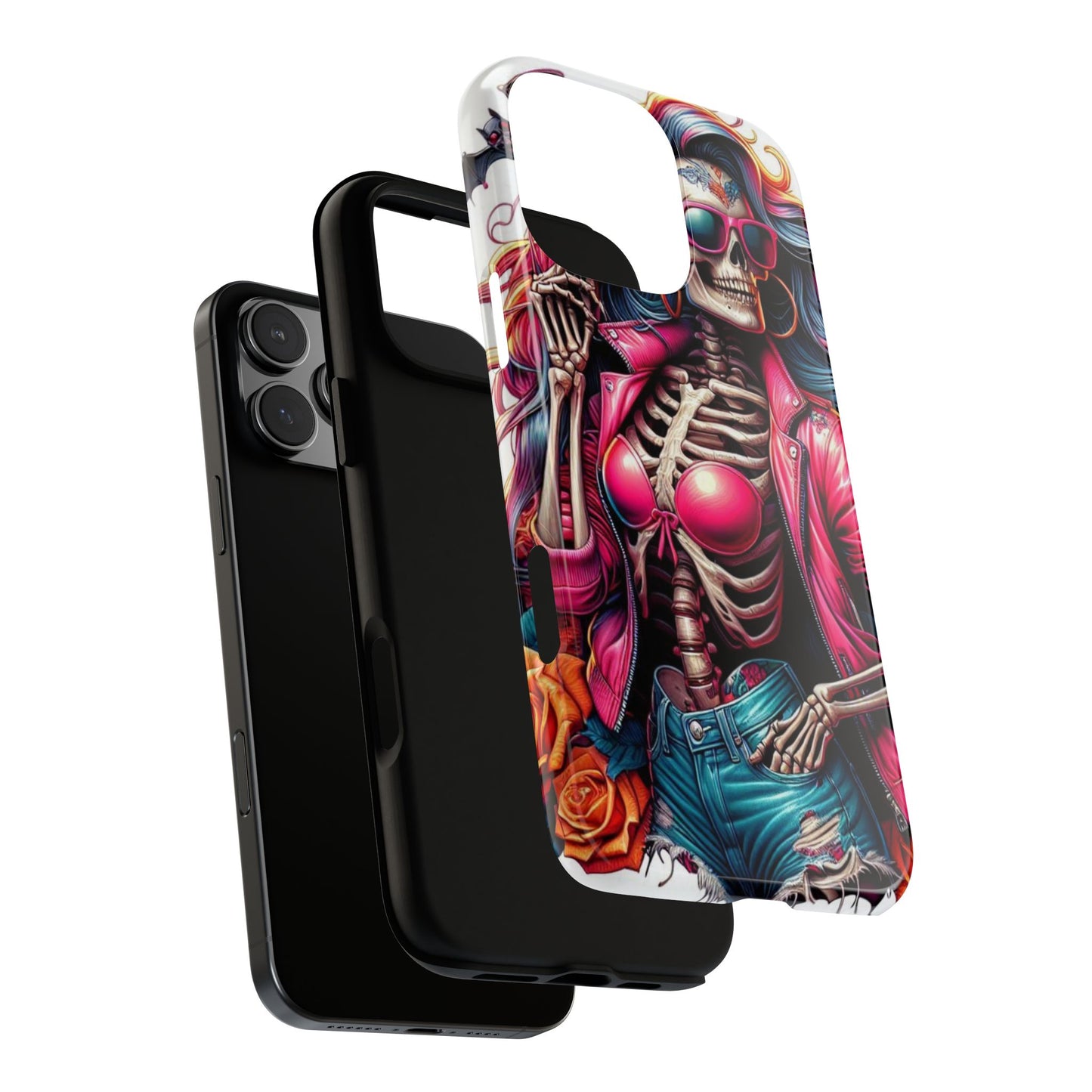 Neon Bones – Retro Skeleton & Vibrant Punk Aesthetic Mobile Cover