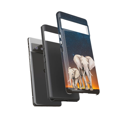 Starry Safari Elephant Family Mobile Cover – Cosmic Wildlife Aesthetic