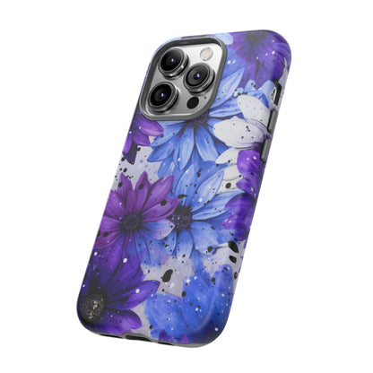 Blue & Purple Floral Splash Mobile Cover – Elegant Artistic Flowers